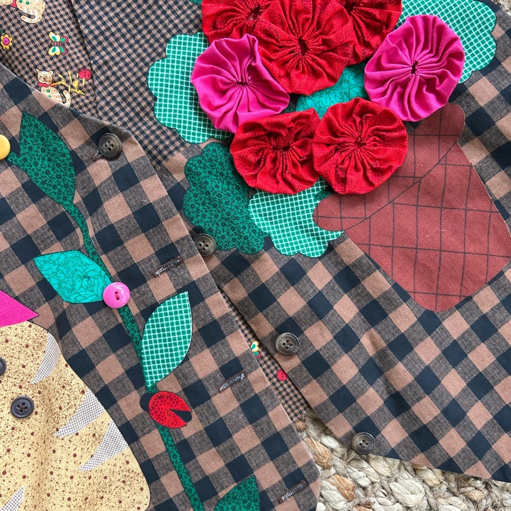 Patchwork Cat And Floral Vest - image 2